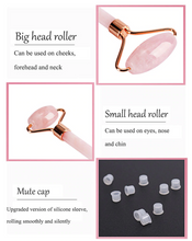 Load image into Gallery viewer, 2Pcs Natural Rose Quartz/Green Jade Massage Face Roller Gua Sha Board Set
