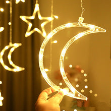 Load image into Gallery viewer, Led Mubarak Star Moon Curtain String Lights
