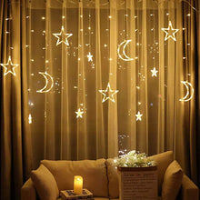 Load image into Gallery viewer, Led Mubarak Star Moon Curtain String Lights
